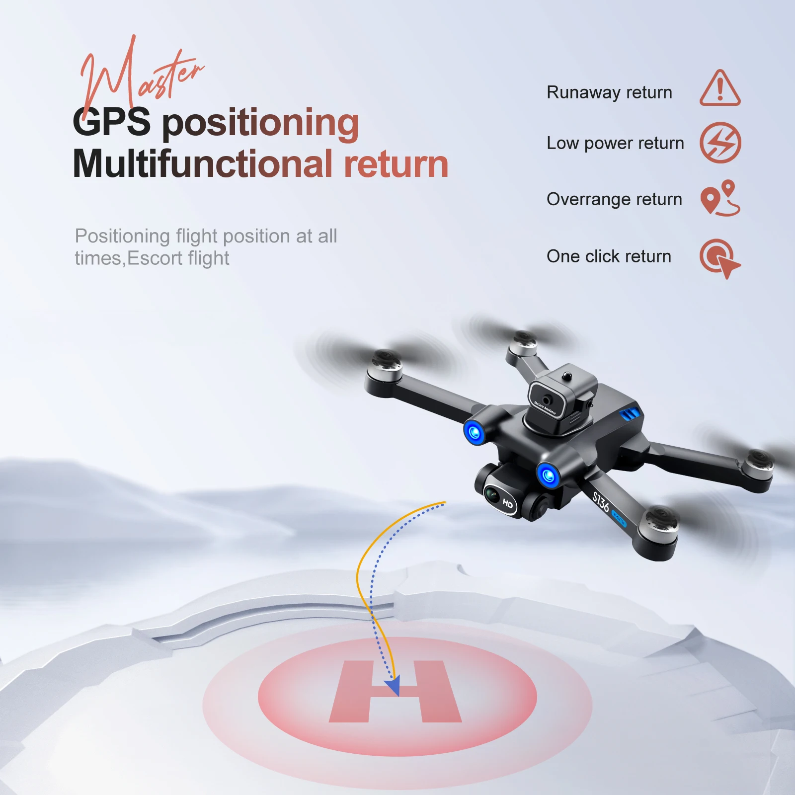 S136 GPS Drone 4K Dual Camera Professional Aerial Photography RC Drone with Camera Brushless 360° Obstacle Avoidance Quadcopter