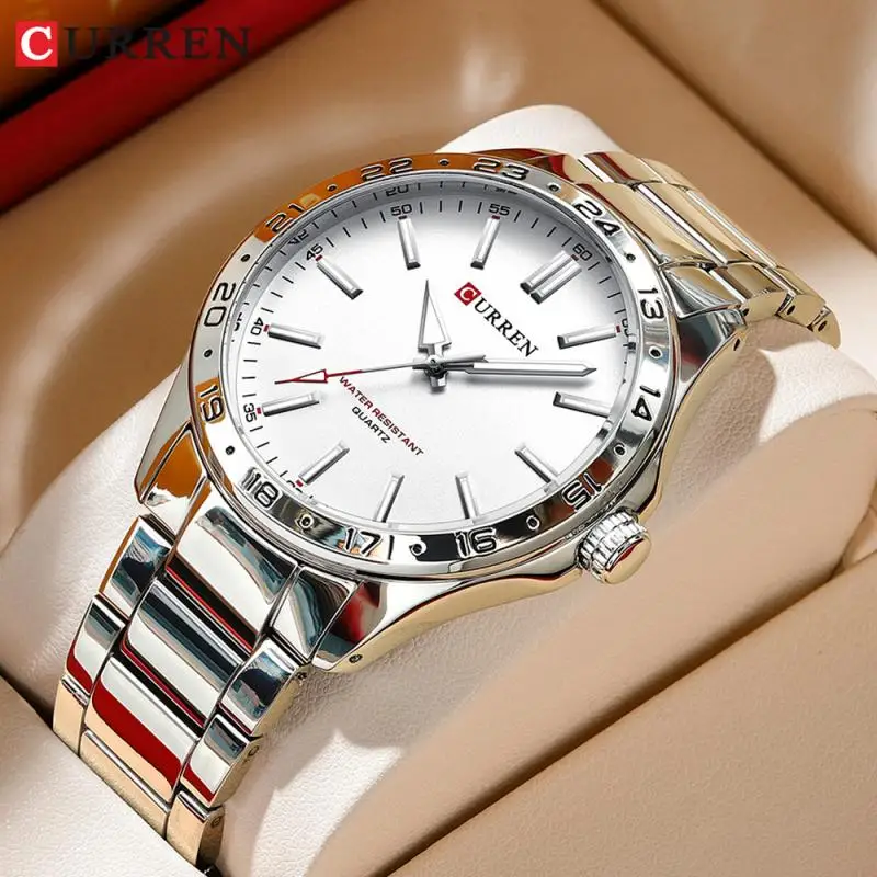 

CURREN NEW Simple Business Wristwatch Quartz Analog Stainless Steel Bracelet Luminous Hands Watch