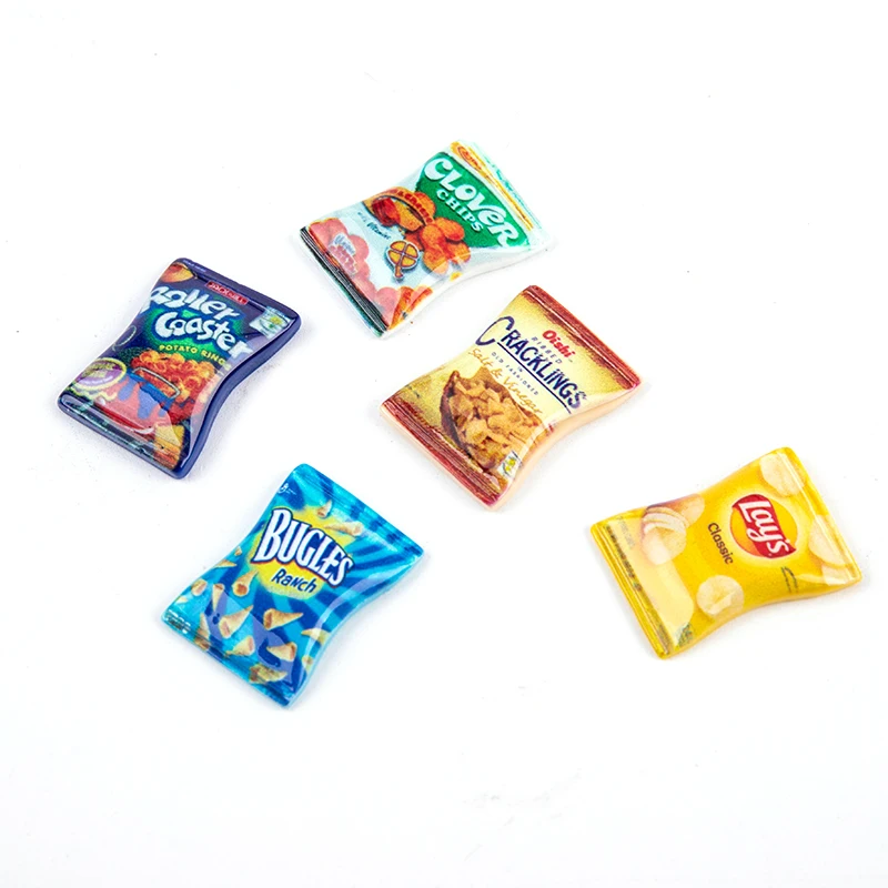 5Pcs/set 1:12 Dollhouse Miniature Snack Mini Potato Chips Food for Barbies Blyth Doll House Pretend Play Kitchen Accessories Toy 6