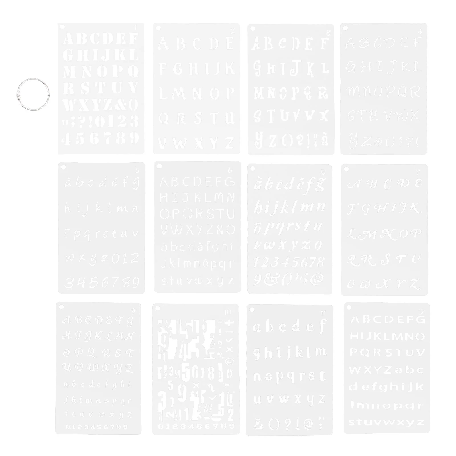 

12pcs English Letter Number Painting Stencils DIY Craft Decor Drawing Template