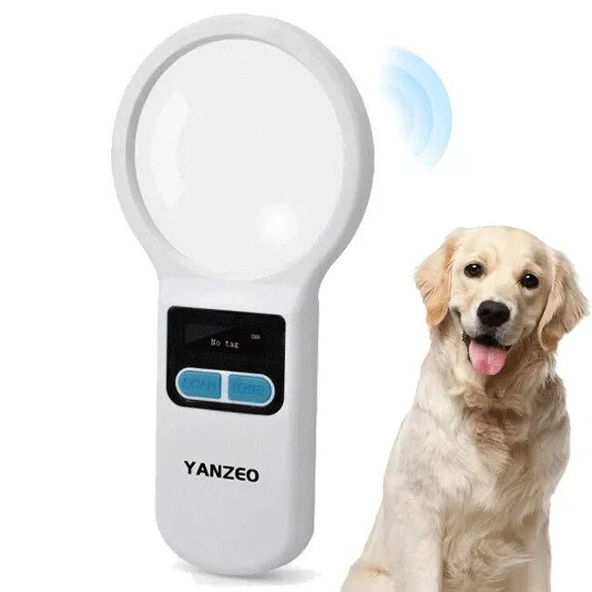 RFID Pet Tag ID Scanner Animal Microchip Reader With Magnifier+UV Flashlight