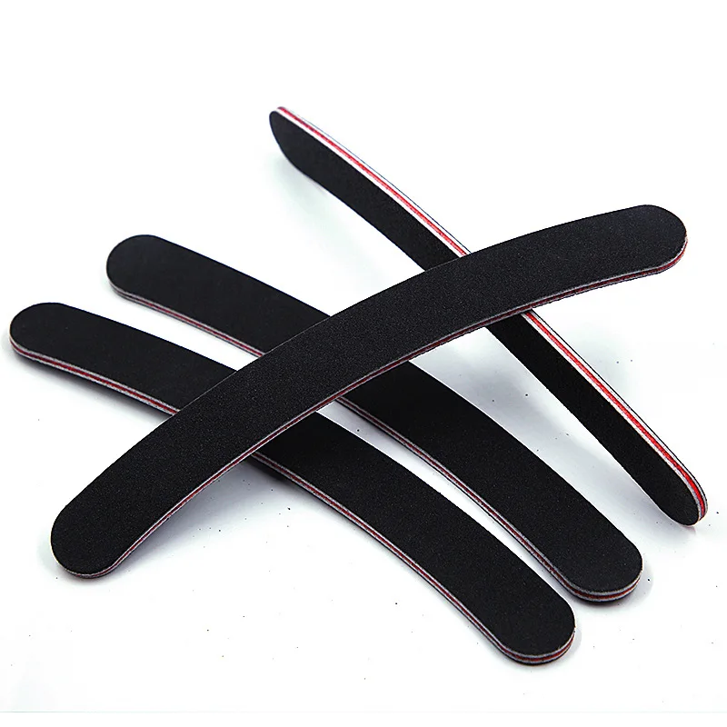 

50pcs Custom 100/180 Professional Factory Wholesale Grit Square Black Double Sided Stick Nail File