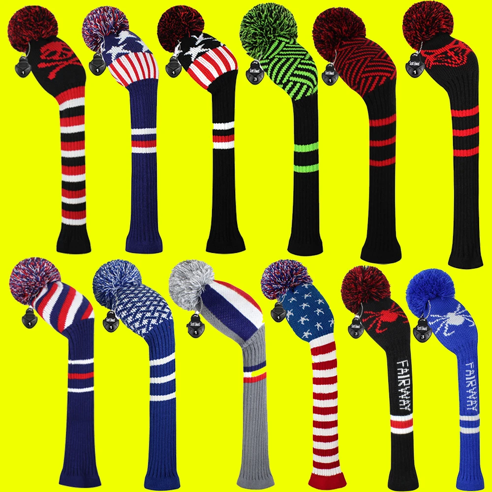 1Piece Golf Knit Club Headcover for Driver(460cc),Fairway and Hybrid(UT