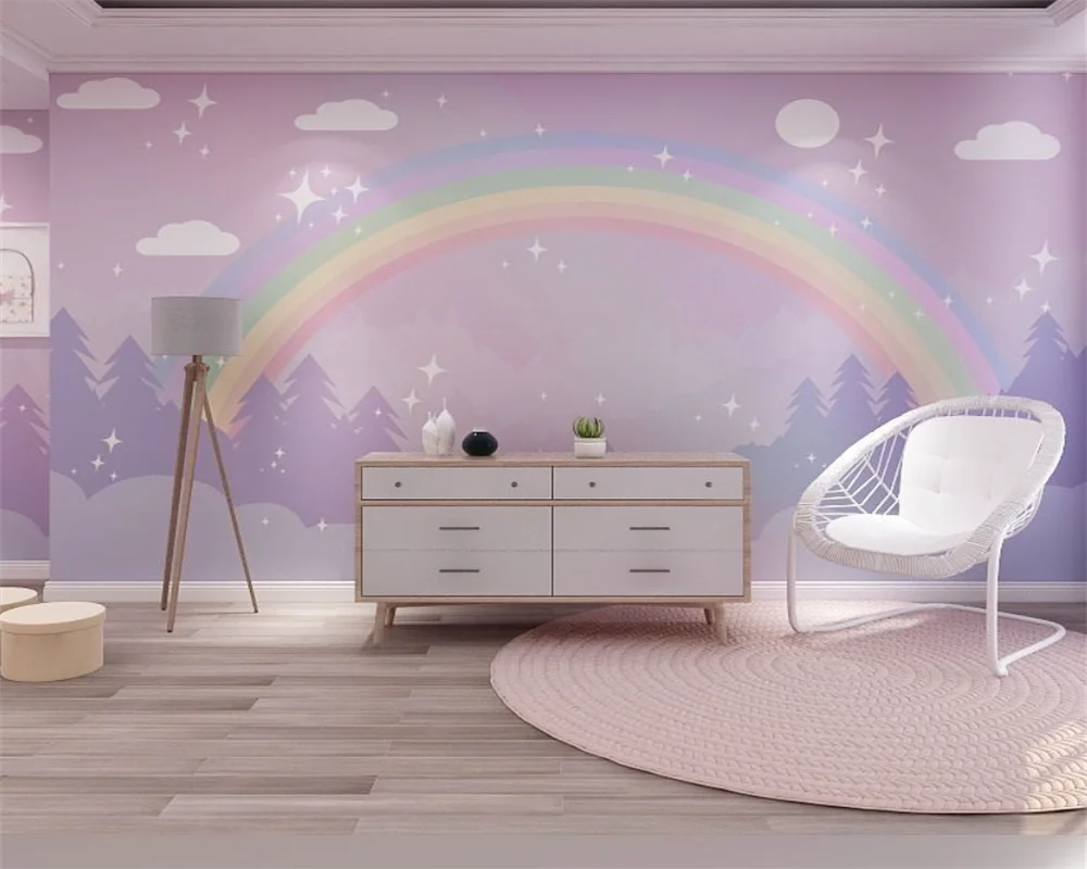 beibehang Custom Cartoon Children's Room Purple Clouds