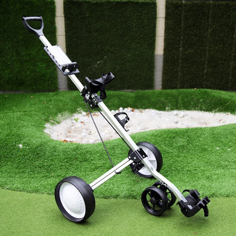 P Trolley Golf Bag Pull Push Cart Portable and Fordable Aluminum Alloy 2/3/ 4 Wheels Golf Bag Trolley With Phone Holder