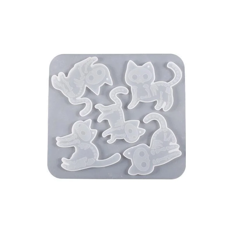 DIY Crystal Handmade Creative Epoxy Resin Mold Relief Skull Cat Pendant Silicone Molds Accessories Supplies Home Decoration 2025