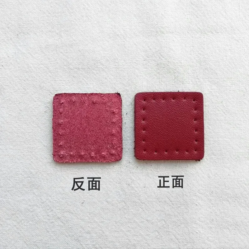2PCS 2.8*2.8cm Genuine Leather Square Zipper Tail Hand Accessory DIY Luggage Leather Parts Zipper Decorative Tail Piece