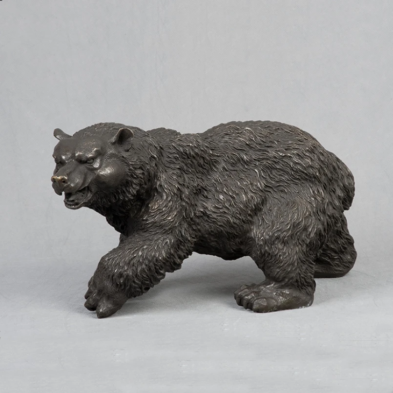 

XZ-021 Bronze Wild Bear Artwork Home Decorative Bronze Animal Walking Bear Statue Sculpture Animal Bear Figurines Copper bear