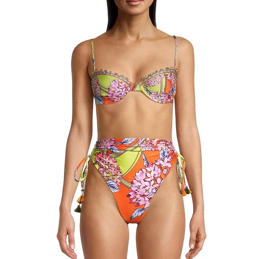 2024 Chic Printed Fashion Bikinis Set and Cover Up Women's Two Piece Swimsuits Sexy Beach Swimwear Luxury Bathing Suit Beachwear