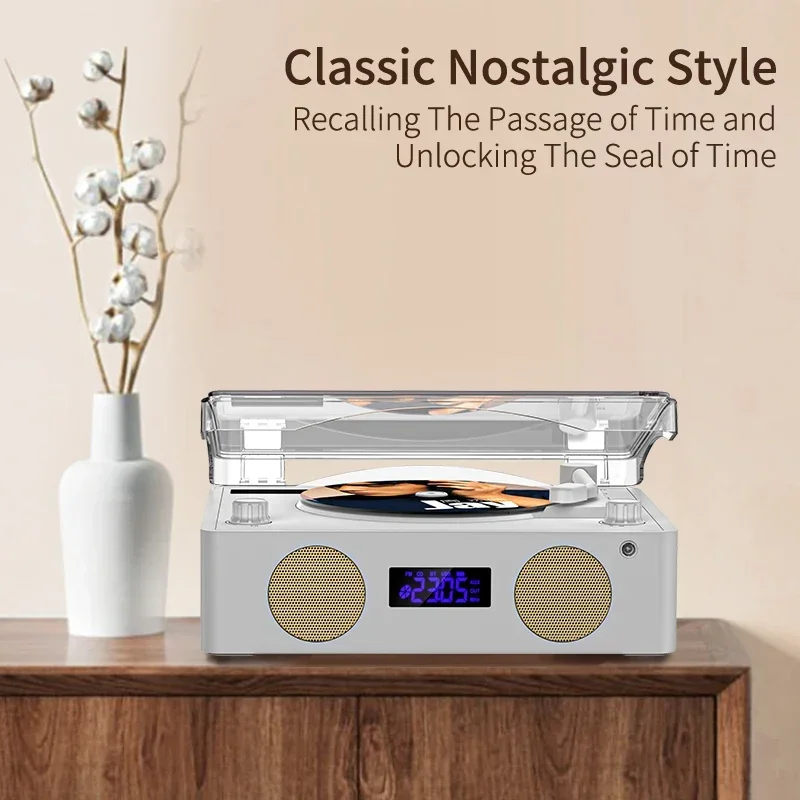 portable Retro CD Player Wireless Bluetooth Speaker FM Radio Music Player with Remote Control Colorful Atmosphere Light