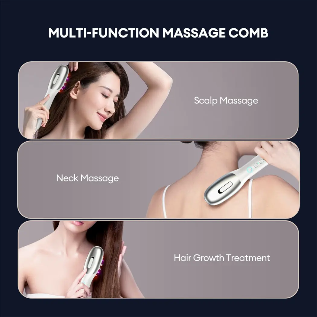 

Electric Hair Growth Massage Comb EMS Red Blue Light Therapy Head Massager Medicine Applicator Hair Nourishing Hair Growth Brush