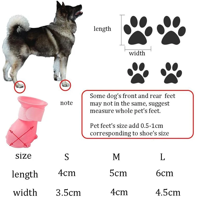 Title 1, 4Pcs/Set Dog Rain Shoes Anti Slip Pet Rubber Bo...