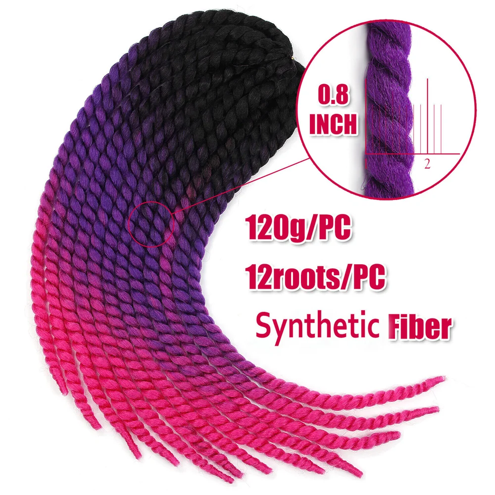 Senegalese Twist Hair Jumbo Twist Braids Crochet Briads 22 inch 120g Ombre Synthetic Crochet Hair Braiding Hair For Black Women