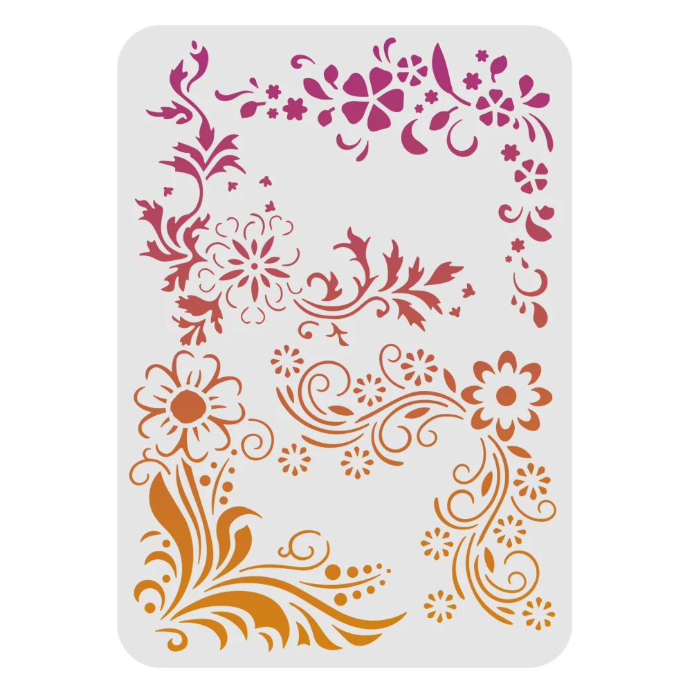 

Flower Corner DIY Decorative Stencil Template A4 Large Reusable Mylar Template Paint Wood Chalk Signs for Furniture Holiday
