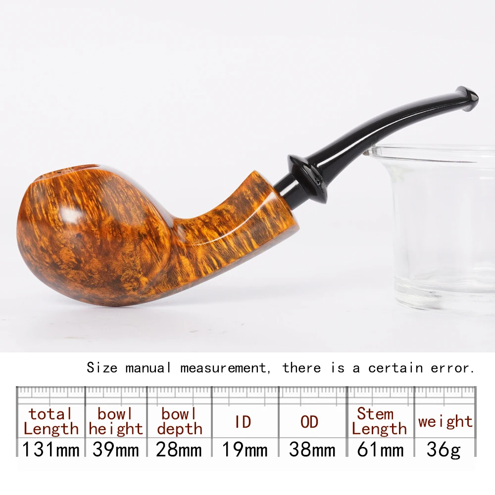 MUXIANG 수제 Briar 나무 담배 파이프, 클래식 Blowfish 파이프, 가황 고무 파이프 입 아버지의 날 선물 3mm 파이프 채널
