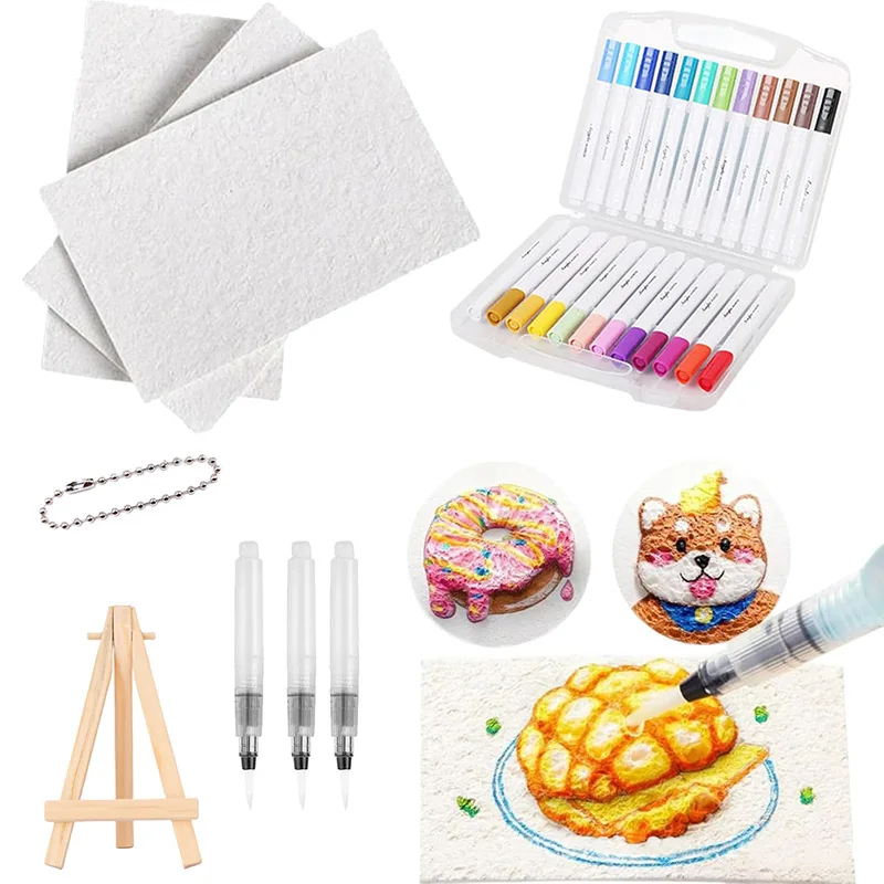 Magic Puffy Paint Set Creativo Per Bambini: 16 Fogli Magici 3D, 12 Pennarelli Dual-tip E 3 Applicatori, Effetto Rigonfio Con Acqua - 4