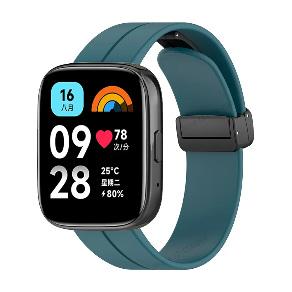 Redmi Watch 3 용 실리콘 손목 밴드 Redmi Watch 3/4 SmartWatch 밴드 액세서리 용 액티브 스트랩 마그네틱 접이식 버클 팔찌