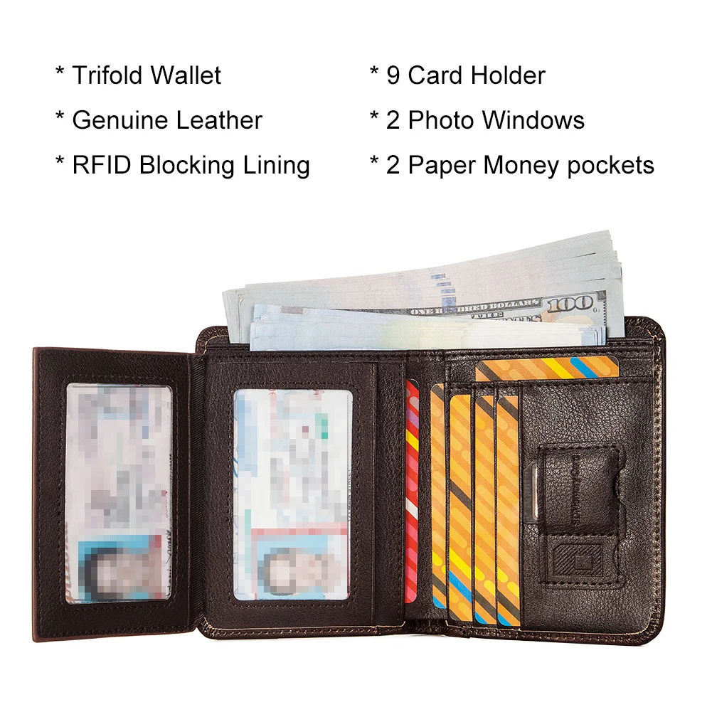 Portefeuille Homme En Cuir Véritable Fait Main - Vert Foncé - Porte-cartes Et Billets - Neuf