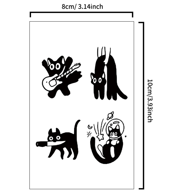 Playful Cat Temporary Tattoo Sticker, waterproof and long-lasting, realistic herbal tattoo sticker for arm and collarbone. 4