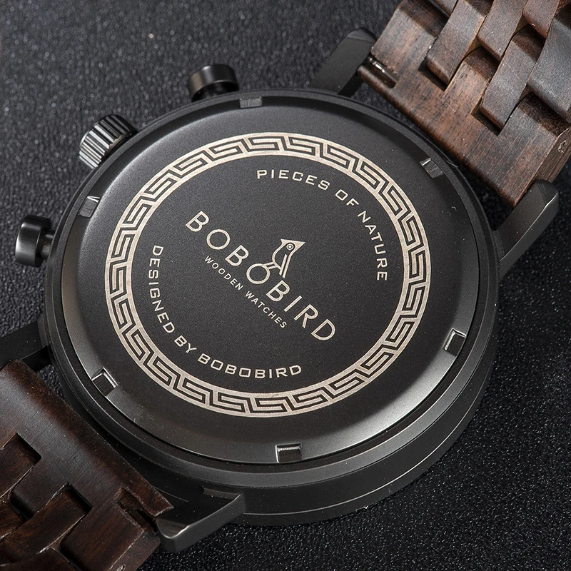 Relogio Masculino BOBO BIRD Wooden Men Watch 43 mm Top Luxury