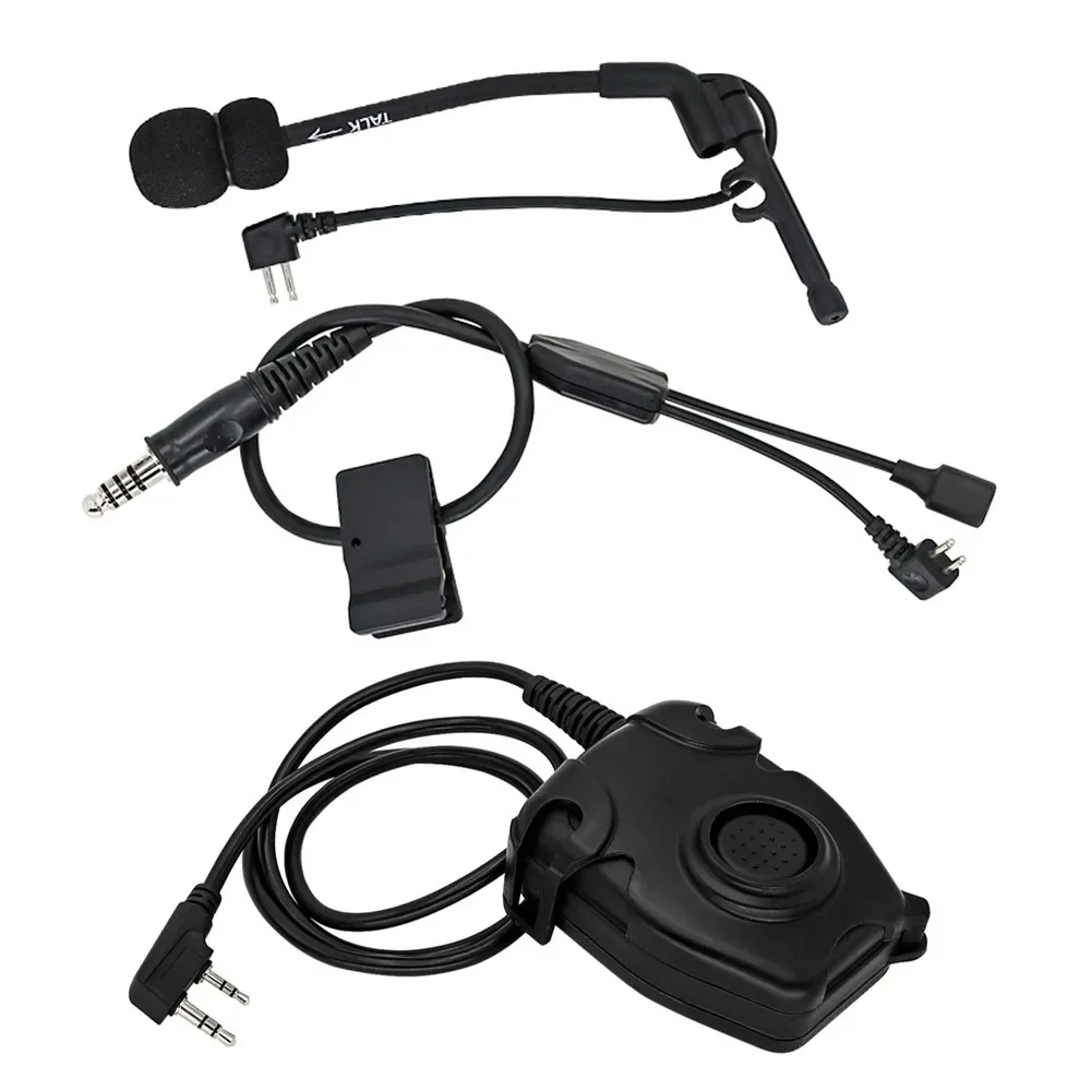 Tactical Headset Microphone Y-Cable Kit for COMTAC Headset Noise Canceling Hearing Protection Shooting Headphones Y Line Kit