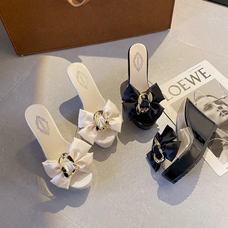 

Шлепанцы женские на танкетке, прозрачные сандалии из ПВХ, декор большой бабочки, сланцы, летние тапочки на платформе