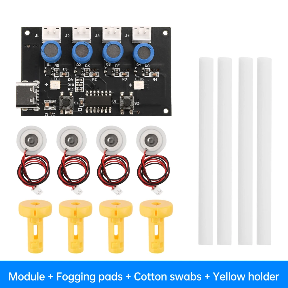 DC 5 V Mini Nemlendirici DIY Kitleri Dört Sprey Renkli Atmosfer Aydınlatma Nemlendirici Modülü DIY Ultrasonik Nebulizatör TYPE-C