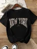 New York Pattern Printed Leopard Print Letter Design Women's Casual Short Sleeve Round Neck T-Shirt Four Seasons Versatile Top