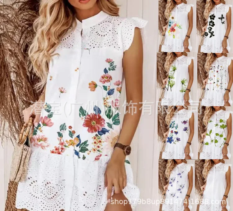 

Women Vintage Summer Flower Embroidery Short Sleeve Hollow Out Lace Midi Dress Elegant Female Sexy Sashes Party Dresses Vestidos