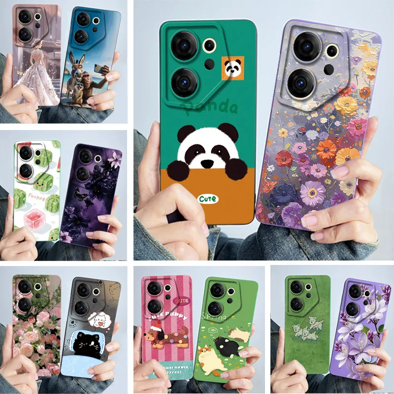 Cute Panda & Cats Silicone Soft Back Cover - Slim Anti-Scratch Protective Case