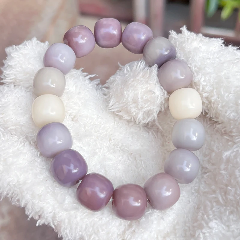 Beautiful Sweet Potato Purple Berry Milkshake Natural Bodhi Root Bracelet Student Girl Buddha Beads Plate Play HandString Chain