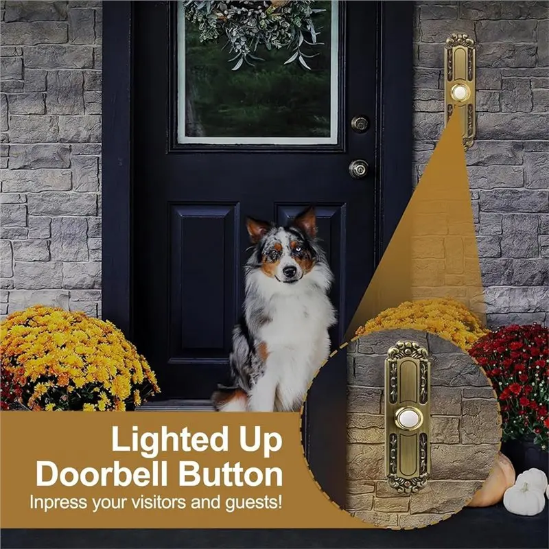 ABLJ 유럽식 벽걸이형 도어벨, 5.1인치 헤비듀티 도어벨 버튼, 앤틱 브론즈, 가정 장