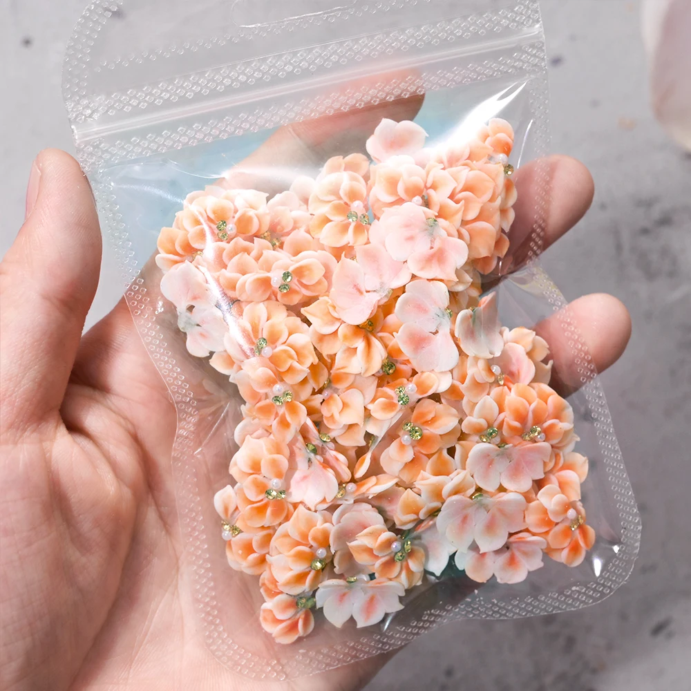 10pcs 3D 수제 아크릴 조각 꽃 네일 아트 매력 진주 라인 석 장식 매니큐어 DIY 아크릴 조각 측면 꽃