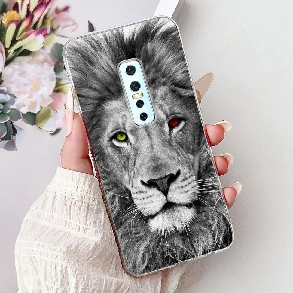 Clear Luxury Fashion Flowers Cat Design Soft Back Phone Case