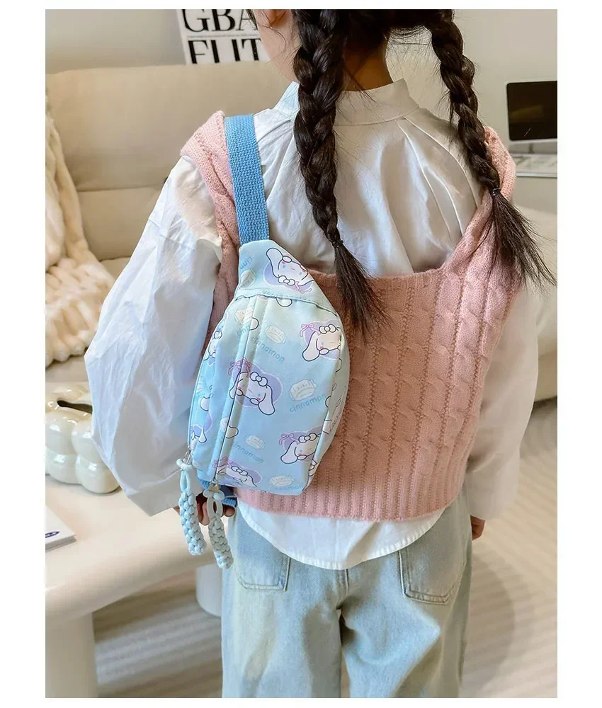 Sanrio Adjustable Crossbody Chest Pack - Cute Girls Cinnamoroll  Hello Kitty Waist Bag