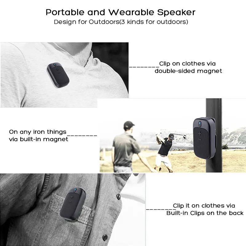 Portable Wearable Backpack Collar Clip-on Bluetooth Wireless Speaker Built-in Micphone for Hiking Running Riding Adventure etc. bluetooth speaker portable speaker mini bluetooth speaker