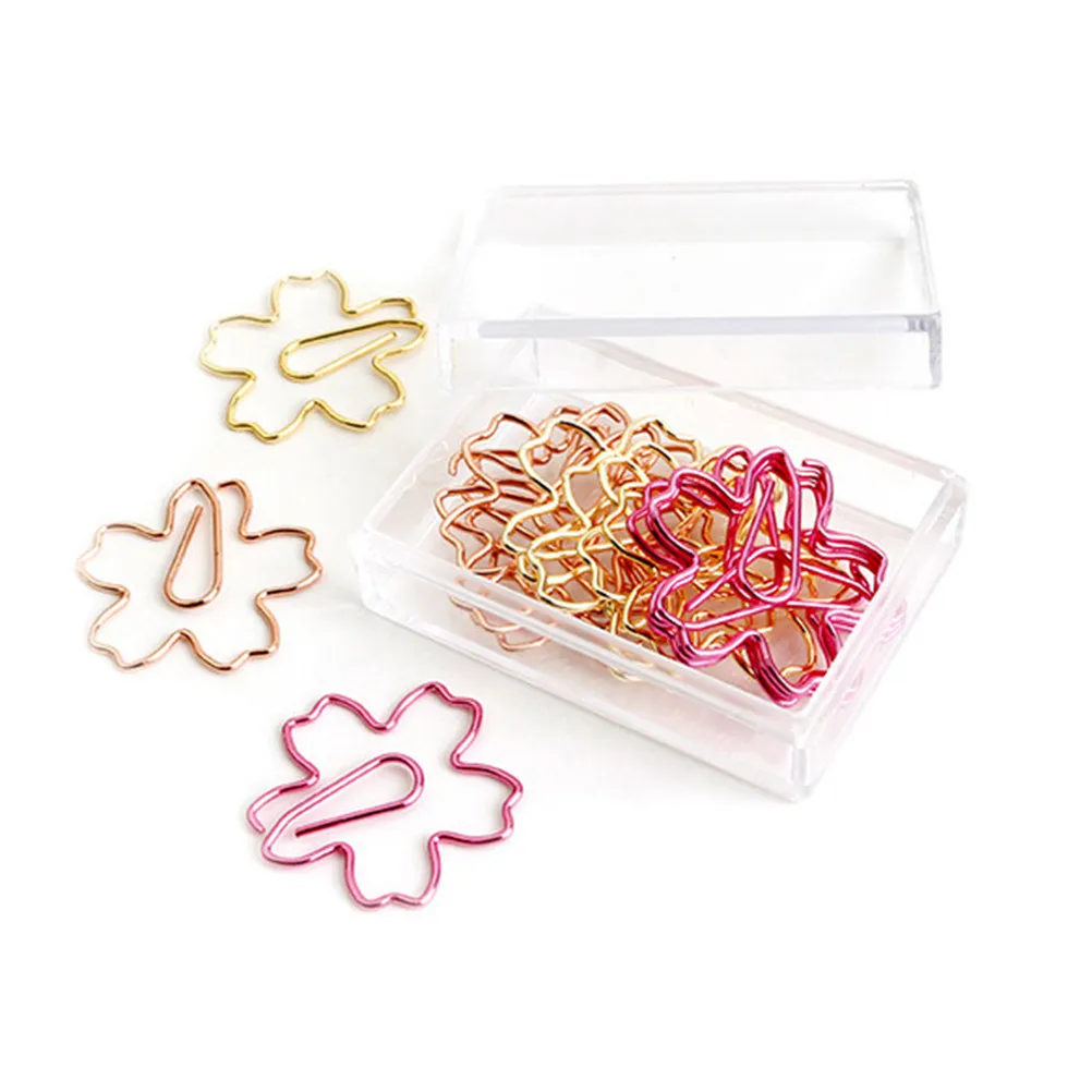 12Pcs 우아한 꽃 모양 종이 클립 문서 사진 카드에 대 한 헤비 듀티 금속 클램프 학교 사무실 주최자 선물