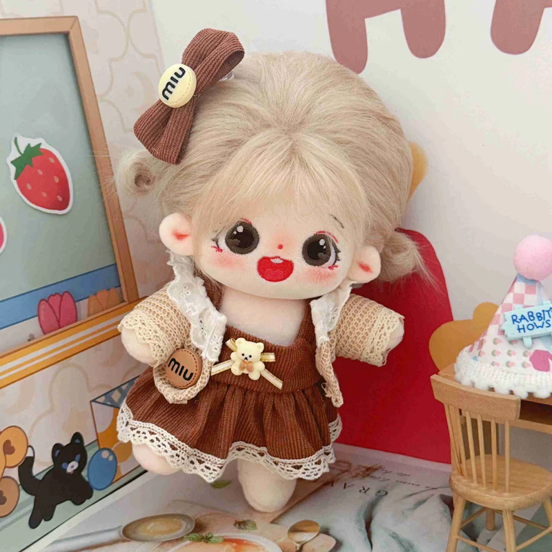 thumbnail image 1 of Muñeca de algodón de felpa Kawaii para niños, figura de súper estrella de peluche, sin atributos, puede cambiar la ropa, regalo para niños, 20cm, 1 of 5