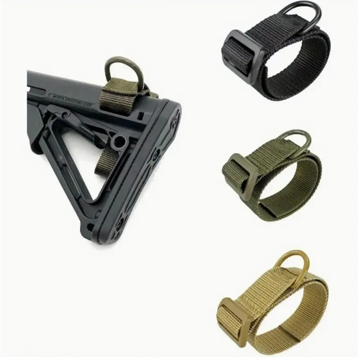 Adaptateur écharpe fusil anneau D nylon robuste noir fixation crosse pour pêche au fusil harpon