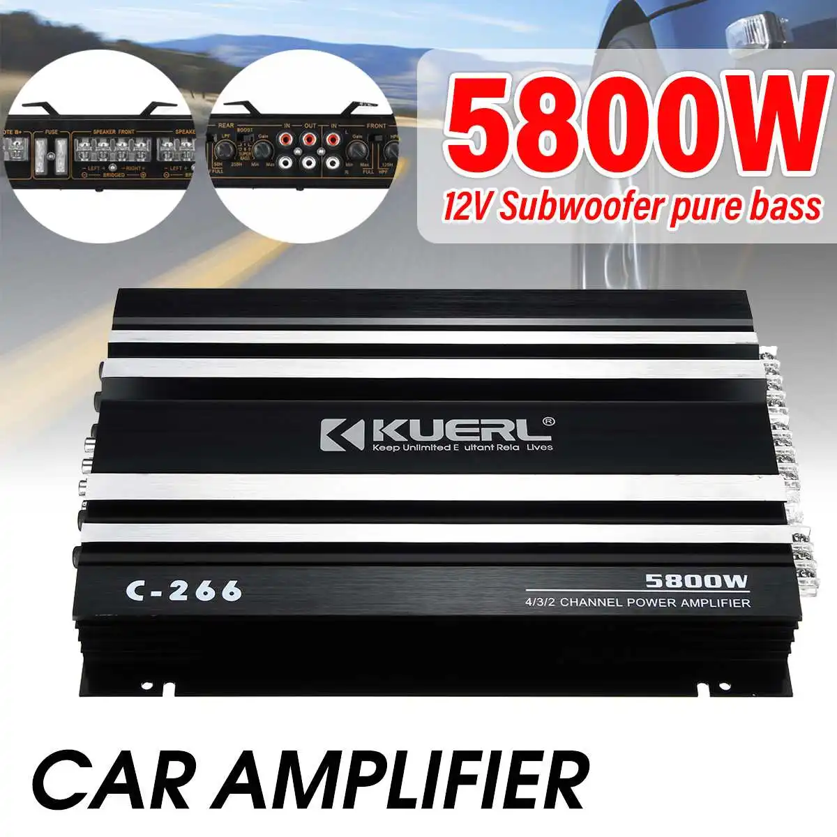

5800 Watt 4 Channel 12V Car Amplifer Car Audio Power Amplifier Car Audio Amplifier for Cars Amplifier Subwoofer