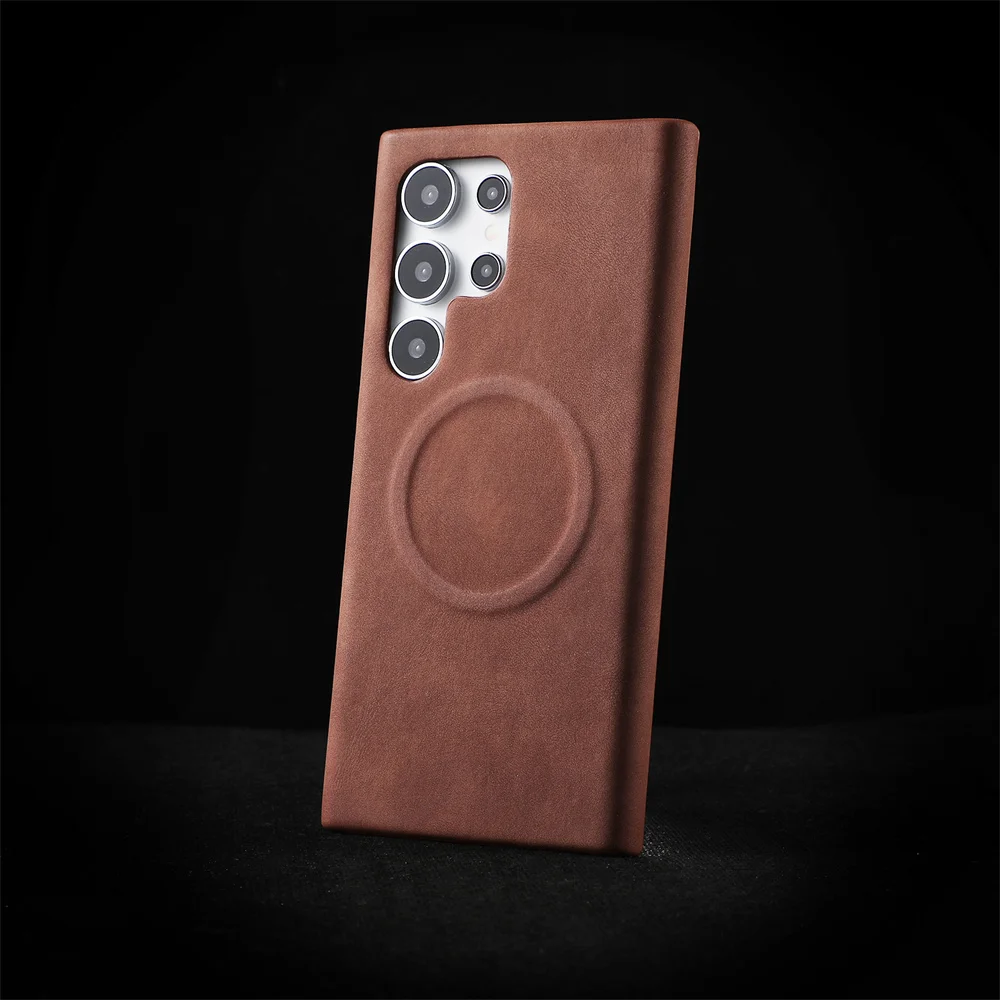 Luxury Sheepskin Leather Magnetic Phone Case with Magsafe Wireless Charging and Shockproof Protection