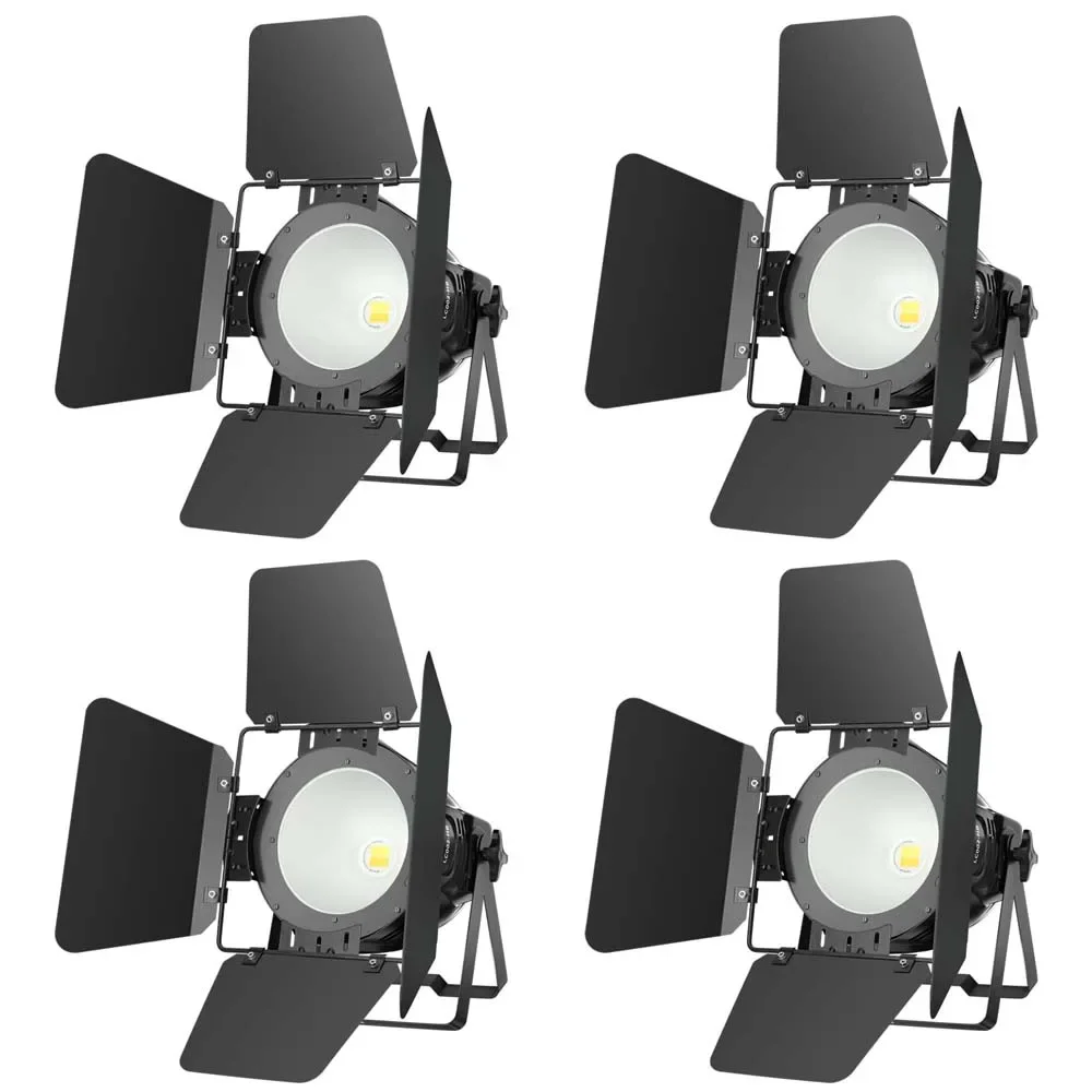 

Big Dipper 200W COB Par Light Warm/Cold White with Barn Door DMX&sound control Stage Lighting for Concert Theater LC002-HB 4pcs