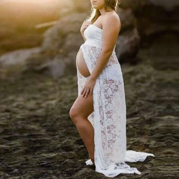 Long Maxi Gown Lace Maternity Photography Props Sexy Off Shoulder Pregnant Dress Maternity Dresses For Photo Shoot