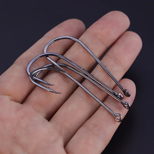 50pcs/lot Fishhooks High Carbon Steel  Long Shank Double Bait Holder Barbed Fishing Hooks for Beach And Live Bait Fishing 4
