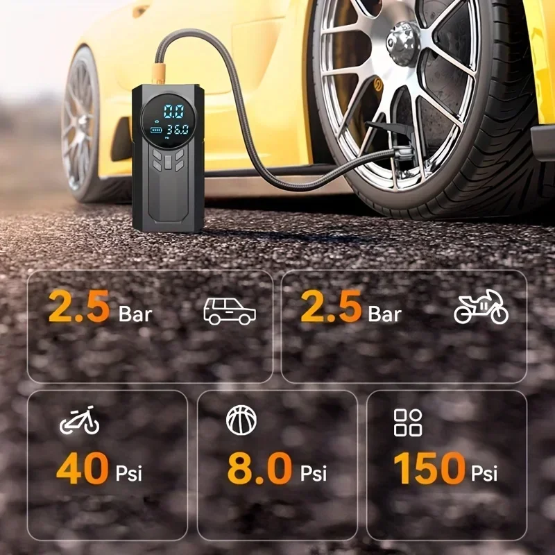 Rechargeable air pump tire inflator Portable Compressor digital cordless car tyre inflator for motocycle bicycle balls