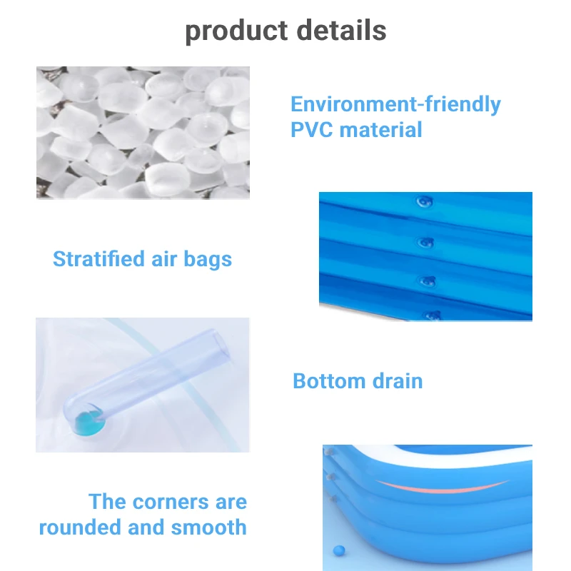 Large Inflatable Swimming Pool 2- 3M Pools for Adult Family Rectangular Bath Tub Summer Outdoor Indoor Water Games for Kids