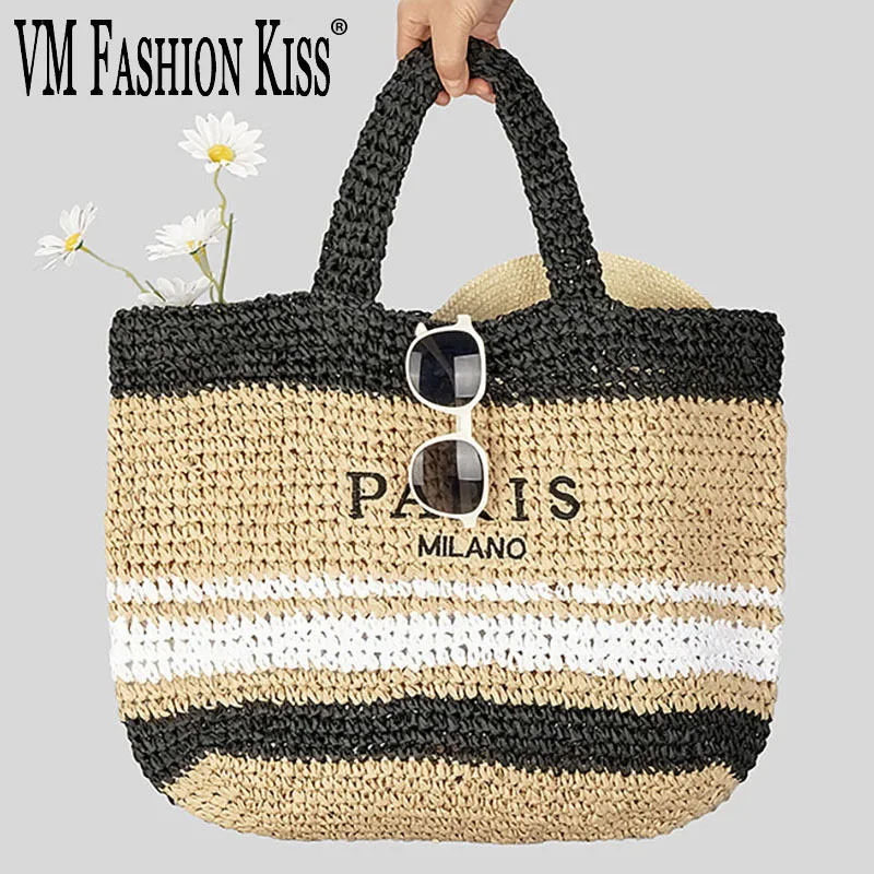 

Сумка-тоут женская плетеная, Соломенная Сумочка-тоут, пляжный саквояж на плечо, большой роскошный саквояж, лето