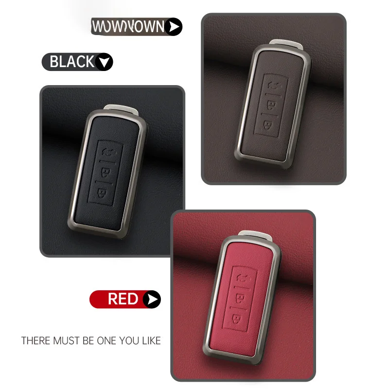 Leather Car Remote Key Case for Mitsubishi ASX LANCER Pajero Sport Outlander Eclipse Cross Keychain Full Cover Shell Accessories key case cover key case car key shell