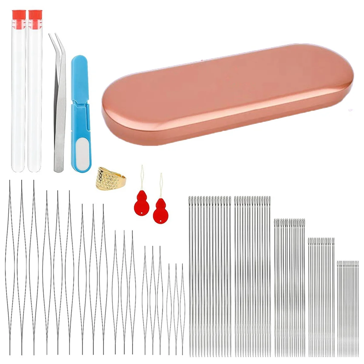 

Набор игл для бисероплетения, 100 шт., 75 шт. длинных прямых игл для бисероплетения, 18 шт. игл для бисероплетения большими глазами с нитером