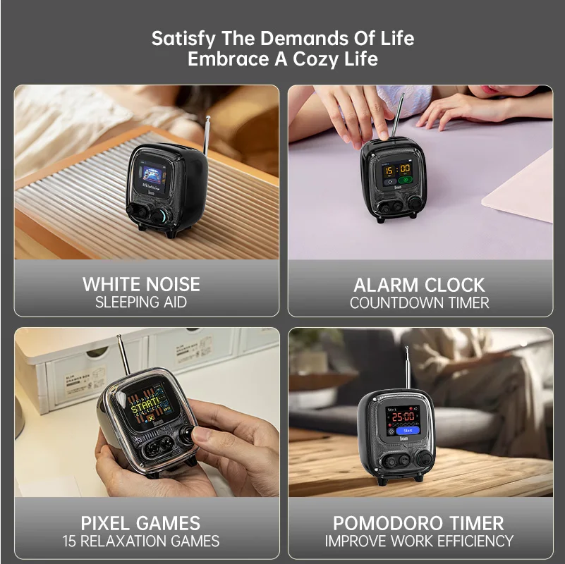 Divoom T-tiivoo-2 Mini Retro White Noise Portable Vintage Sleep Aid Bluetooth Speaker High Quality Subwoofer_voghion.com